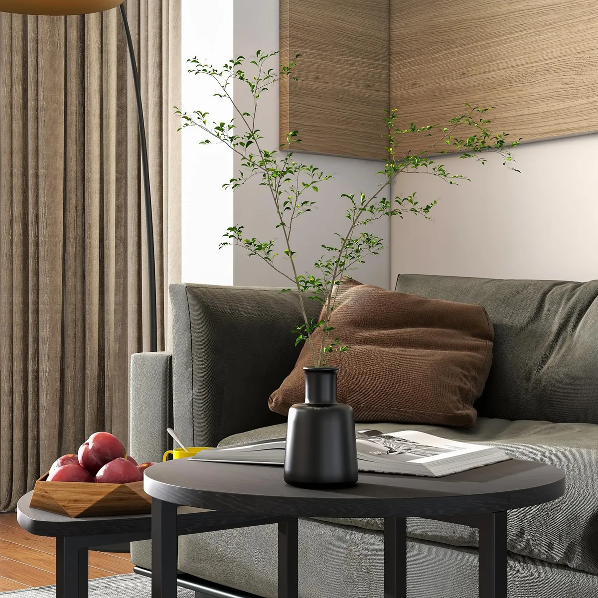 Rustic Solid Wood Round Coffee Accent Table