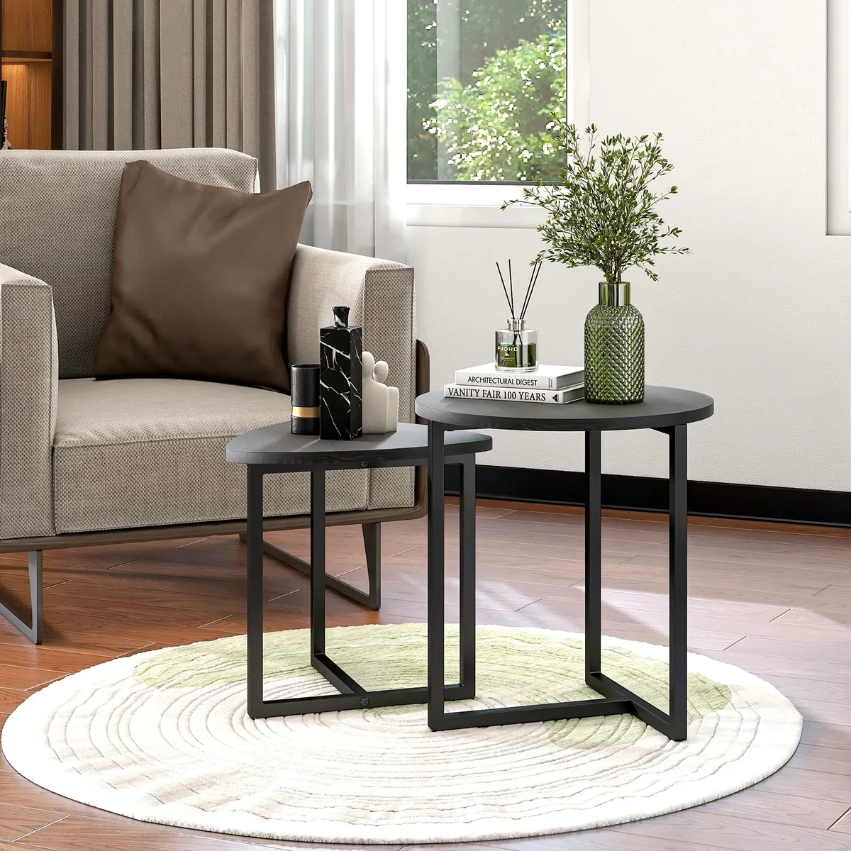 Rustic Solid Wood Round Coffee Accent Table