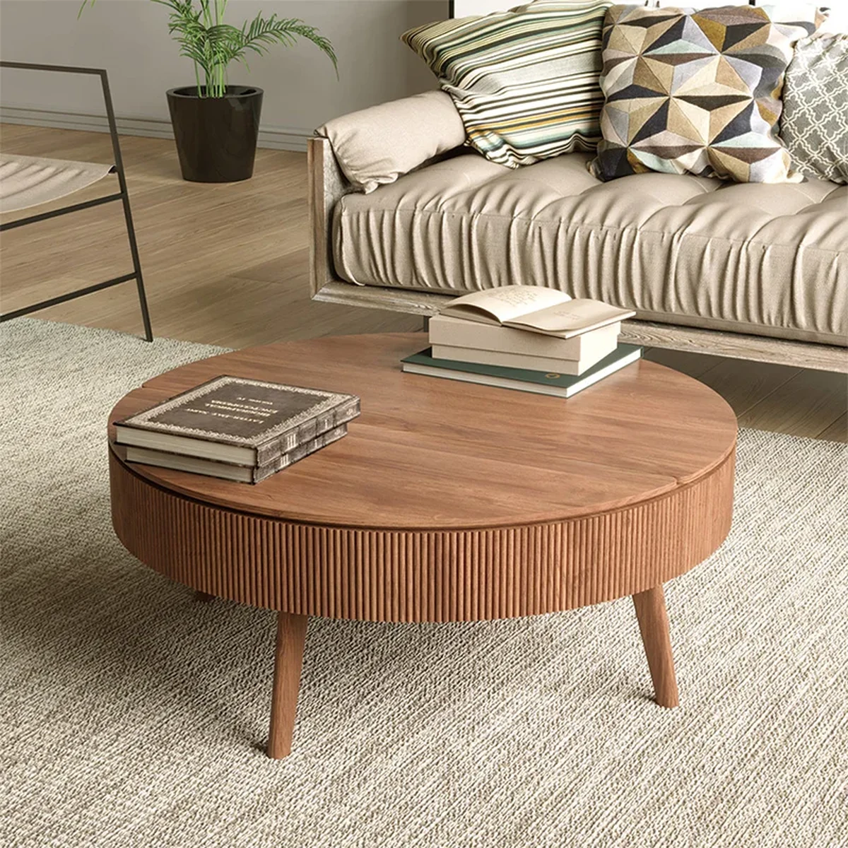 Farmhouse Solid Wood Round Coffee Accent Table