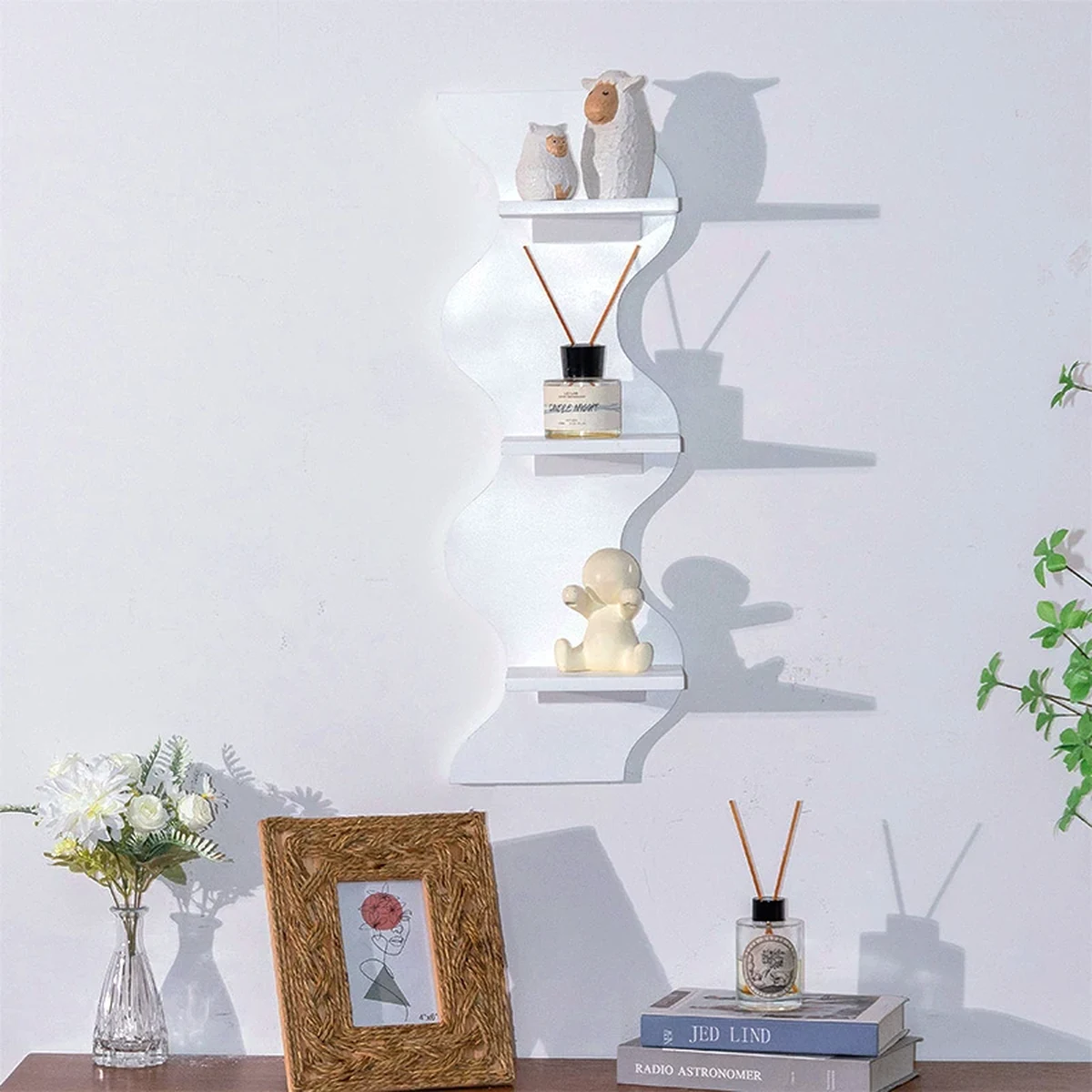 Modern Solid Wood 3-Tier Floating Wall Shelf