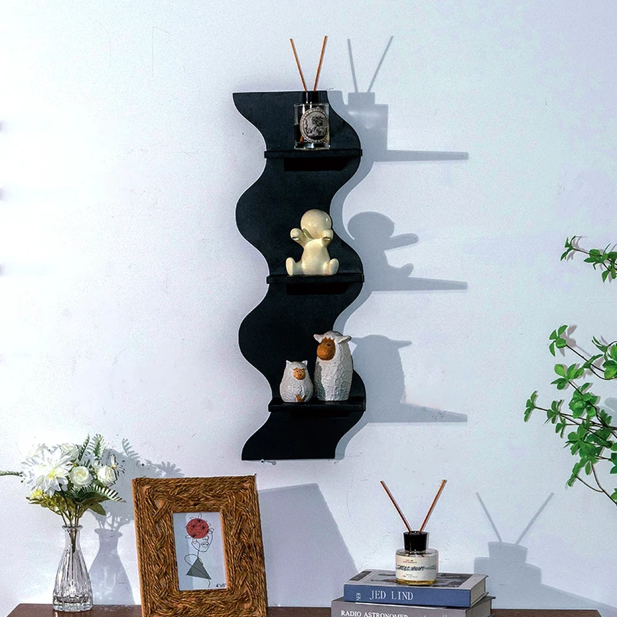 Modern Solid Wood 3-Tier Floating Wall Shelf