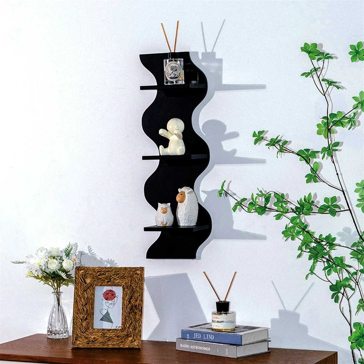 Modern Solid Wood 3-Tier Floating Wall Shelf