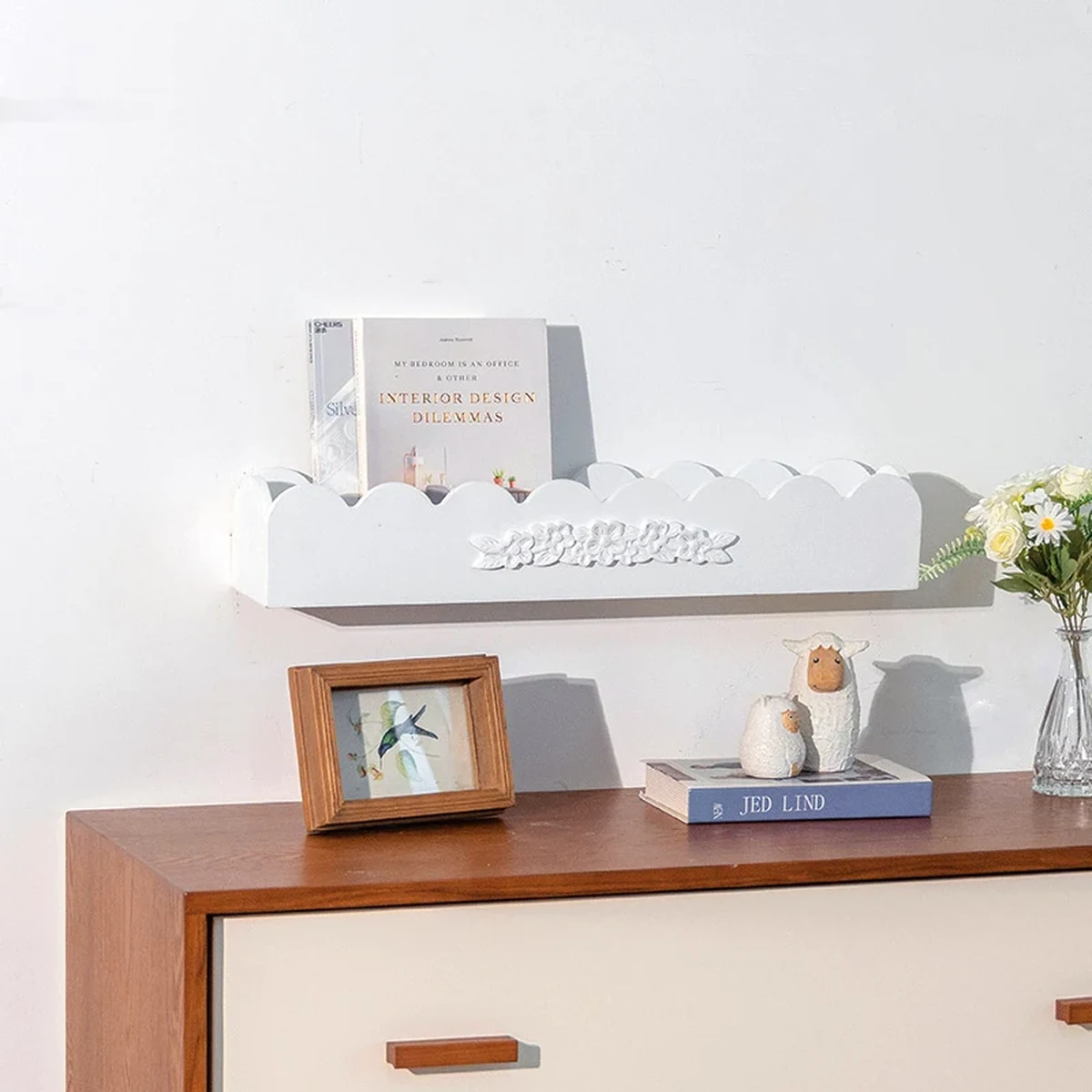 Rustic Solid Wood Floating Floating Wall Shelf