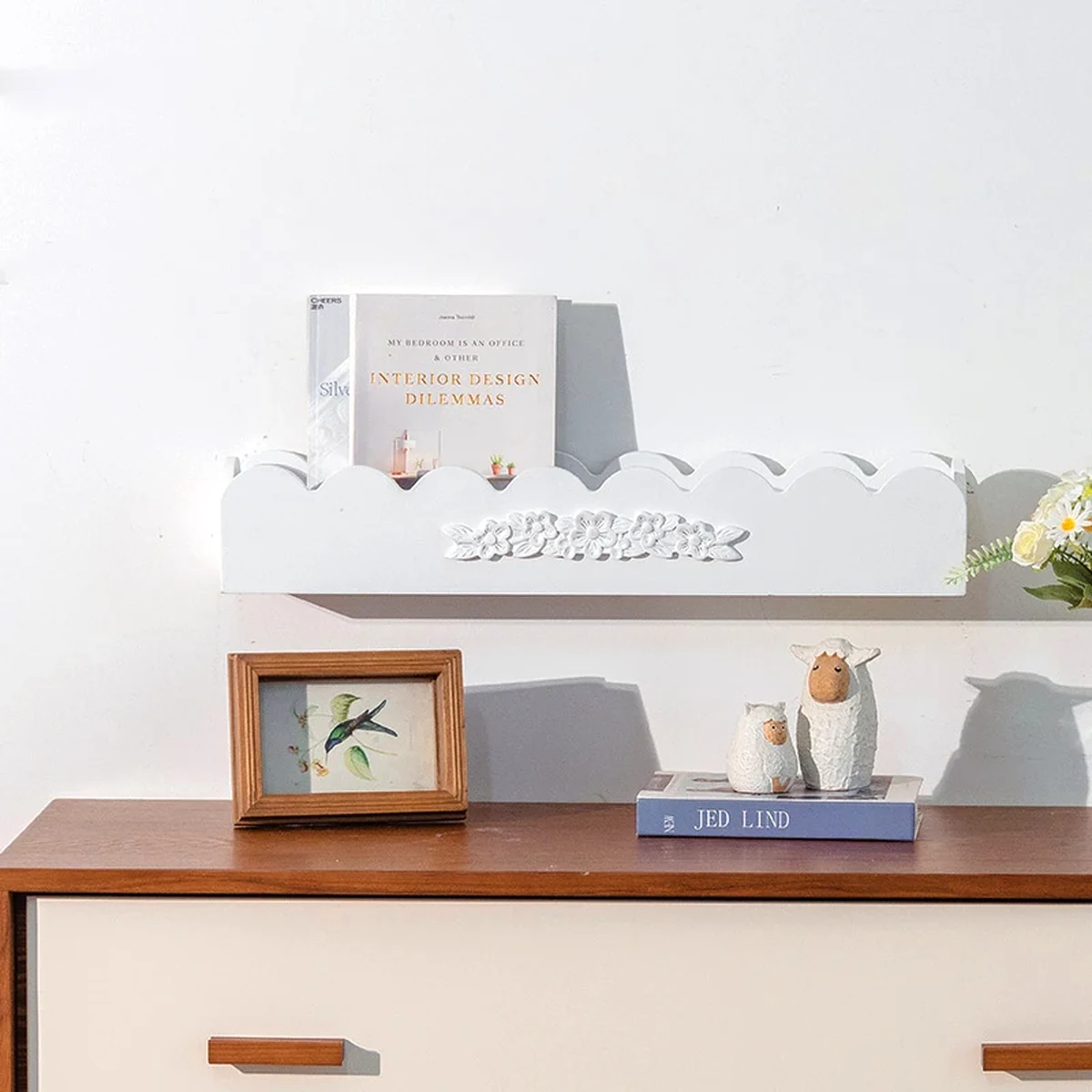 Rustic Solid Wood Floating Floating Wall Shelf
