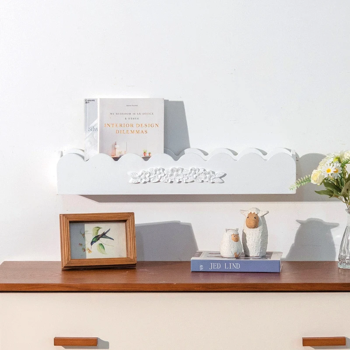 Rustic Solid Wood Floating Floating Wall Shelf