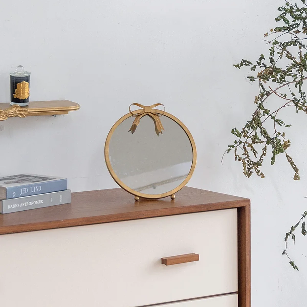 European Solid Wood Tabletop Vanity Mirror
