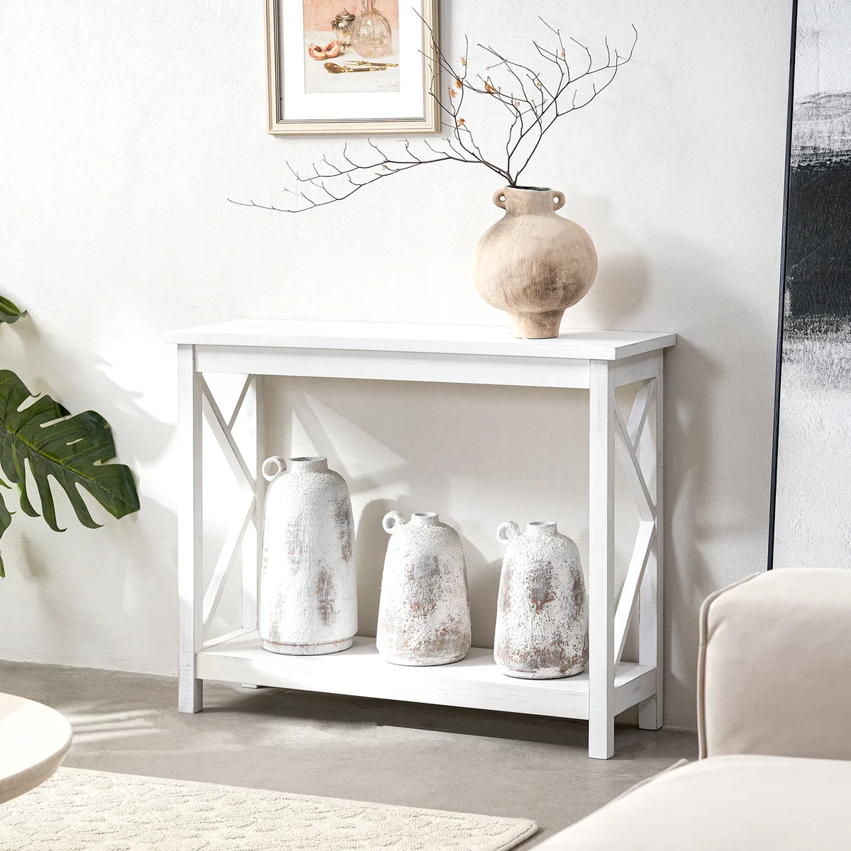 Modern Solid Wood Rectangle Console Accent Table
