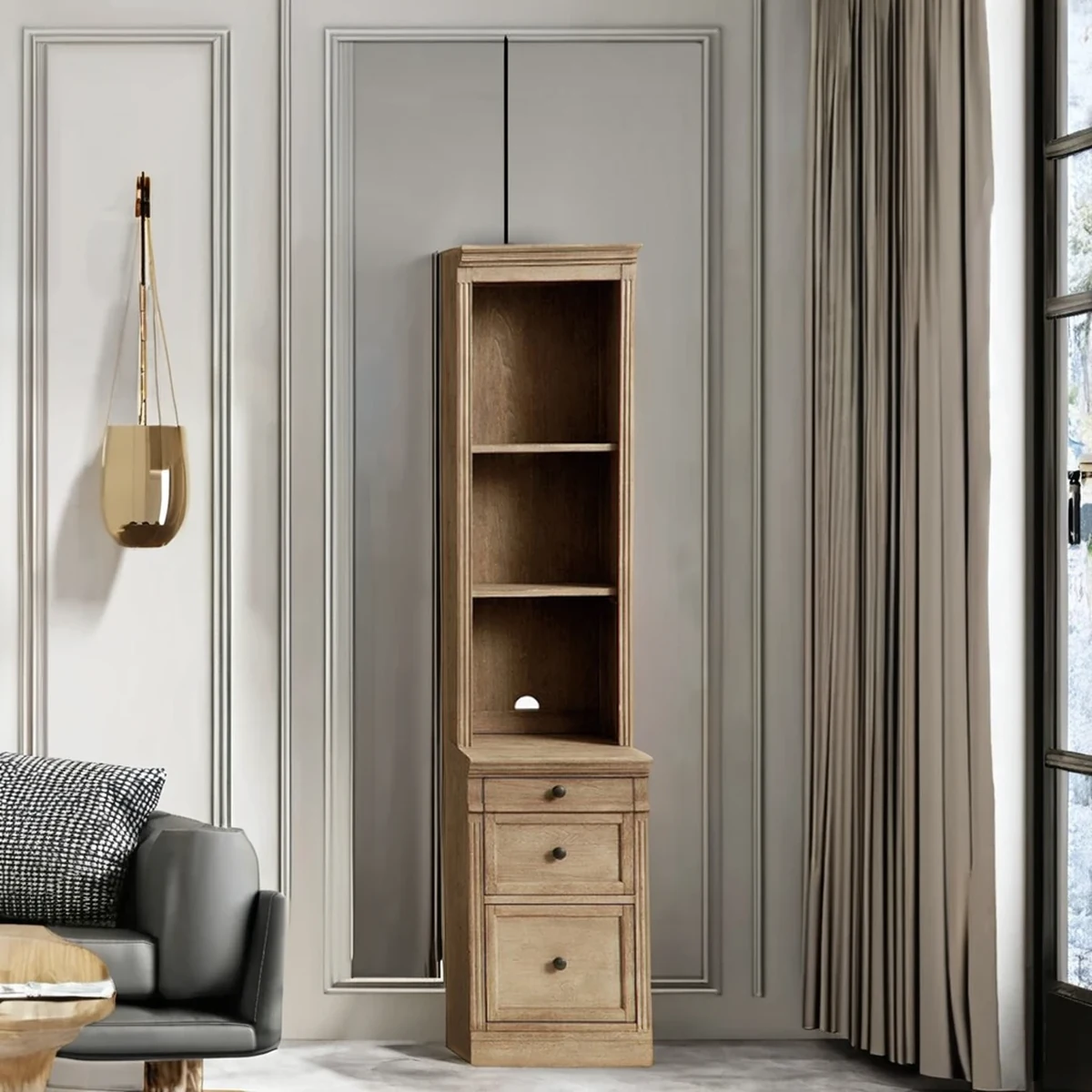Farmhouse Solid Wood 3-Tier Storage Shelf