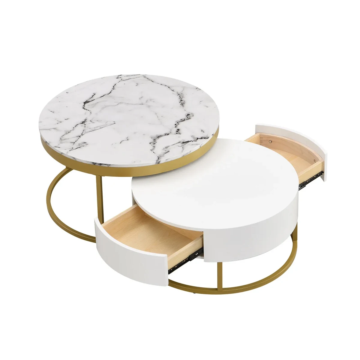 Modern Solid Wood Round Coffee Accent Table