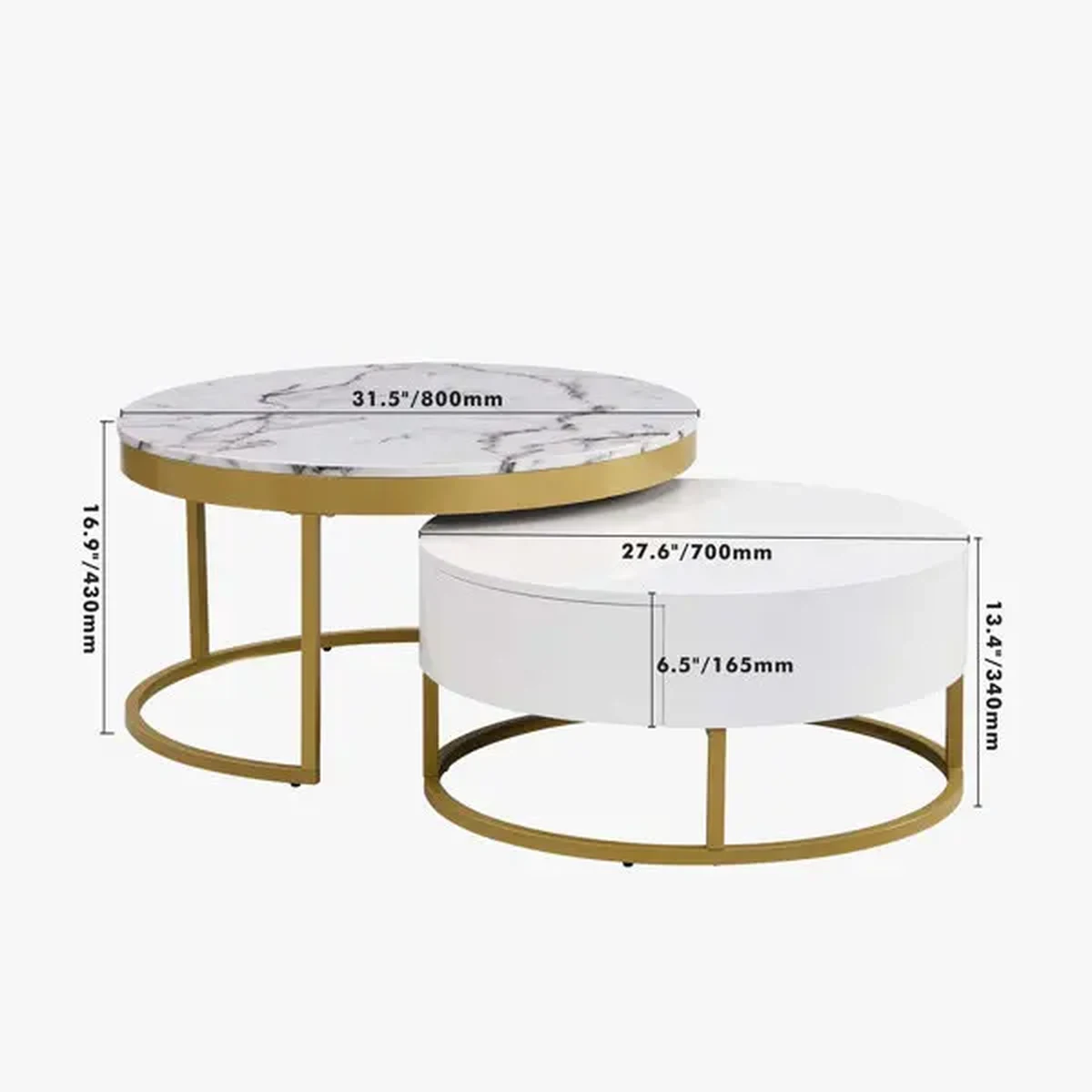 Modern Solid Wood Round Coffee Accent Table