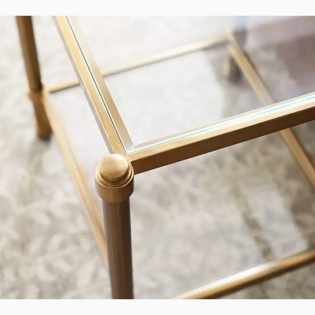 Classic Glass Square 2-Tier Accent Table