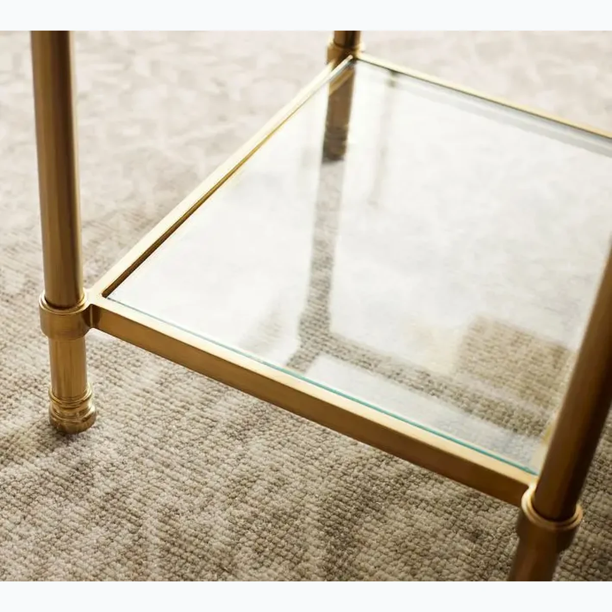 Classic Glass Square 2-Tier Accent Table