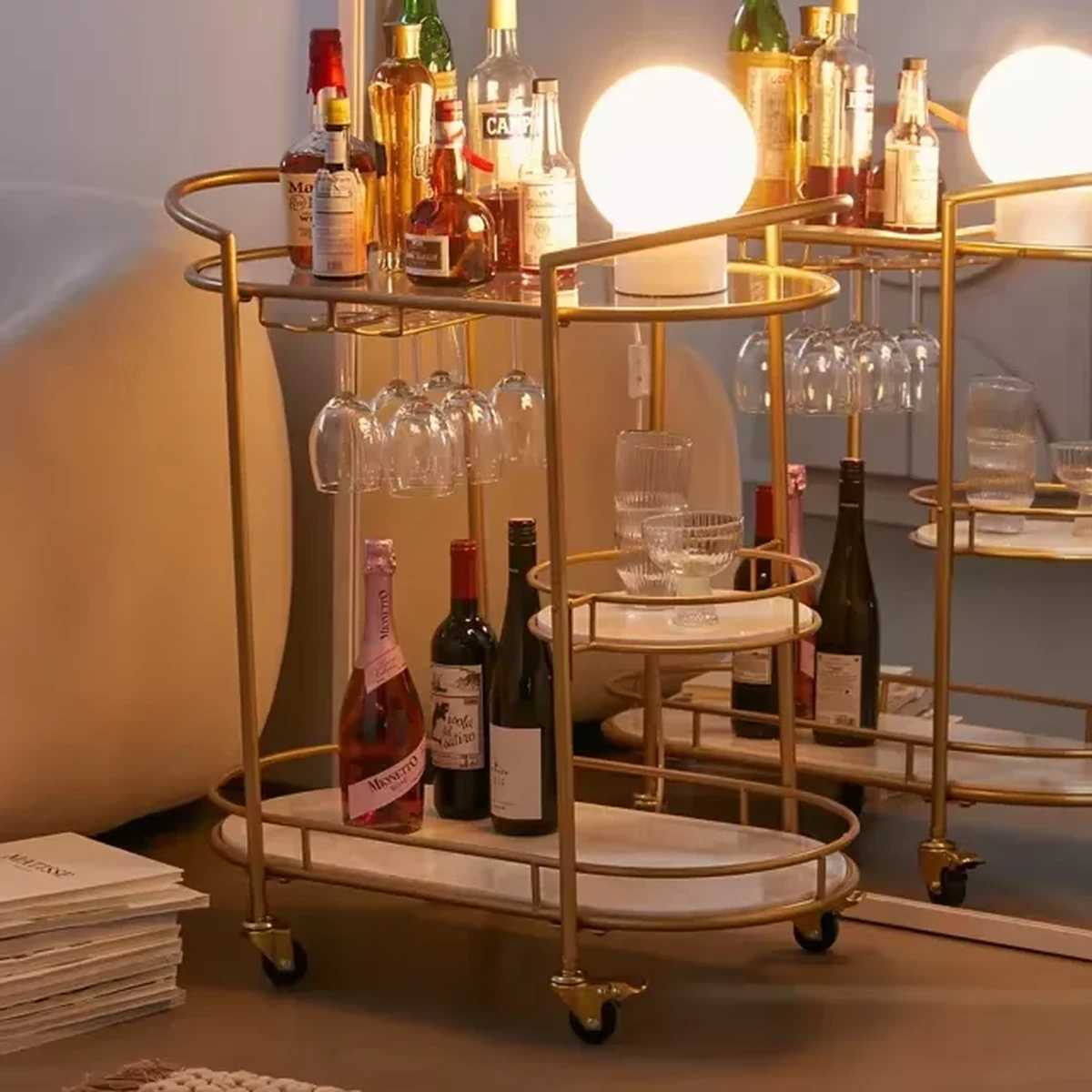 Modern Glass Serving Cart