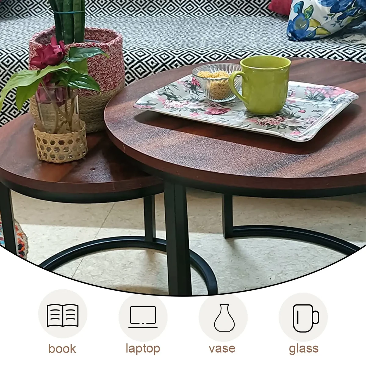 Contemporary Metal Round Coffee Accent Table