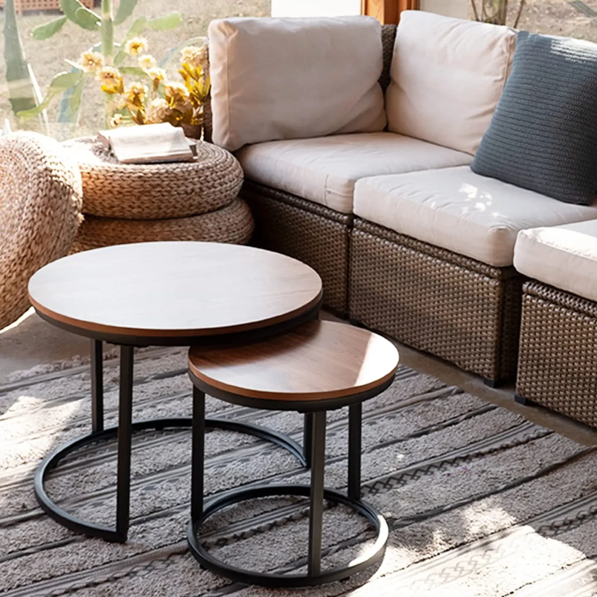 Contemporary Metal Round Coffee Accent Table
