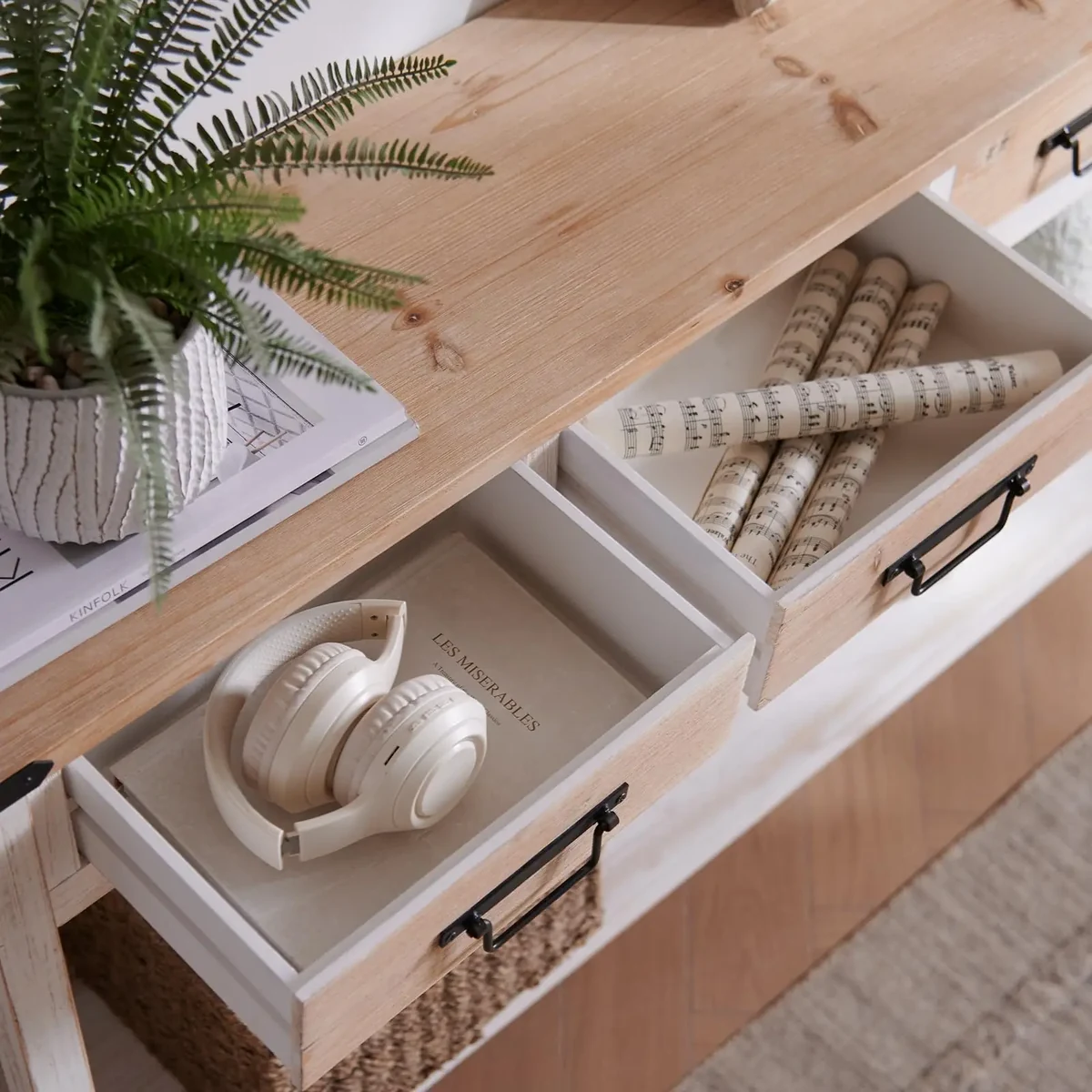 Farmhouse Metal Console Accent Table