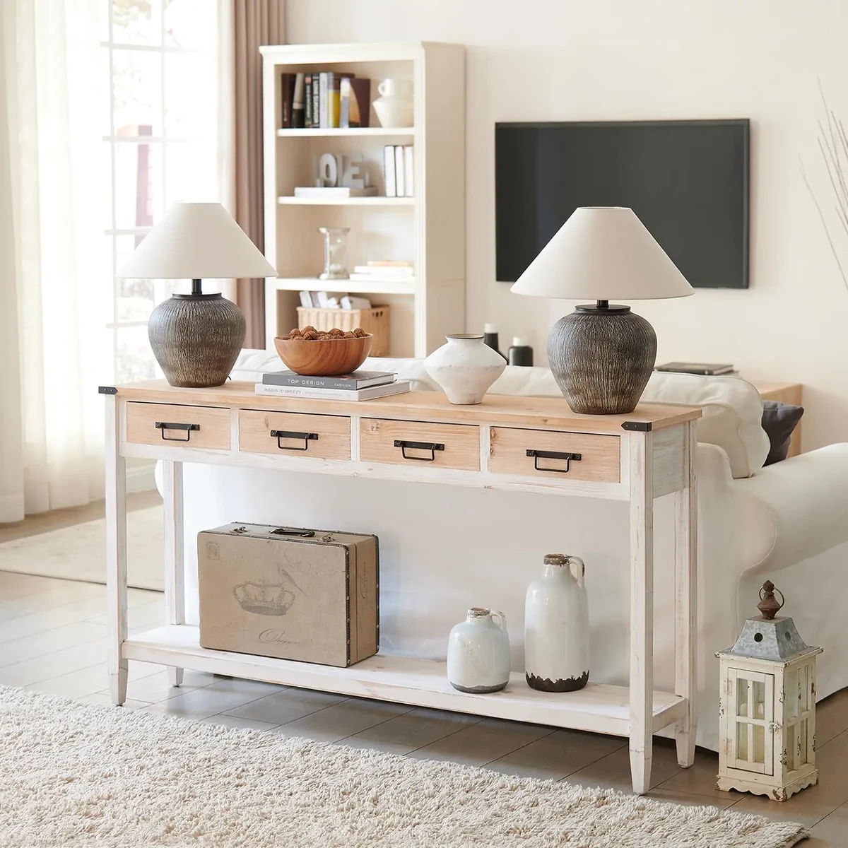 Farmhouse Metal Console Accent Table