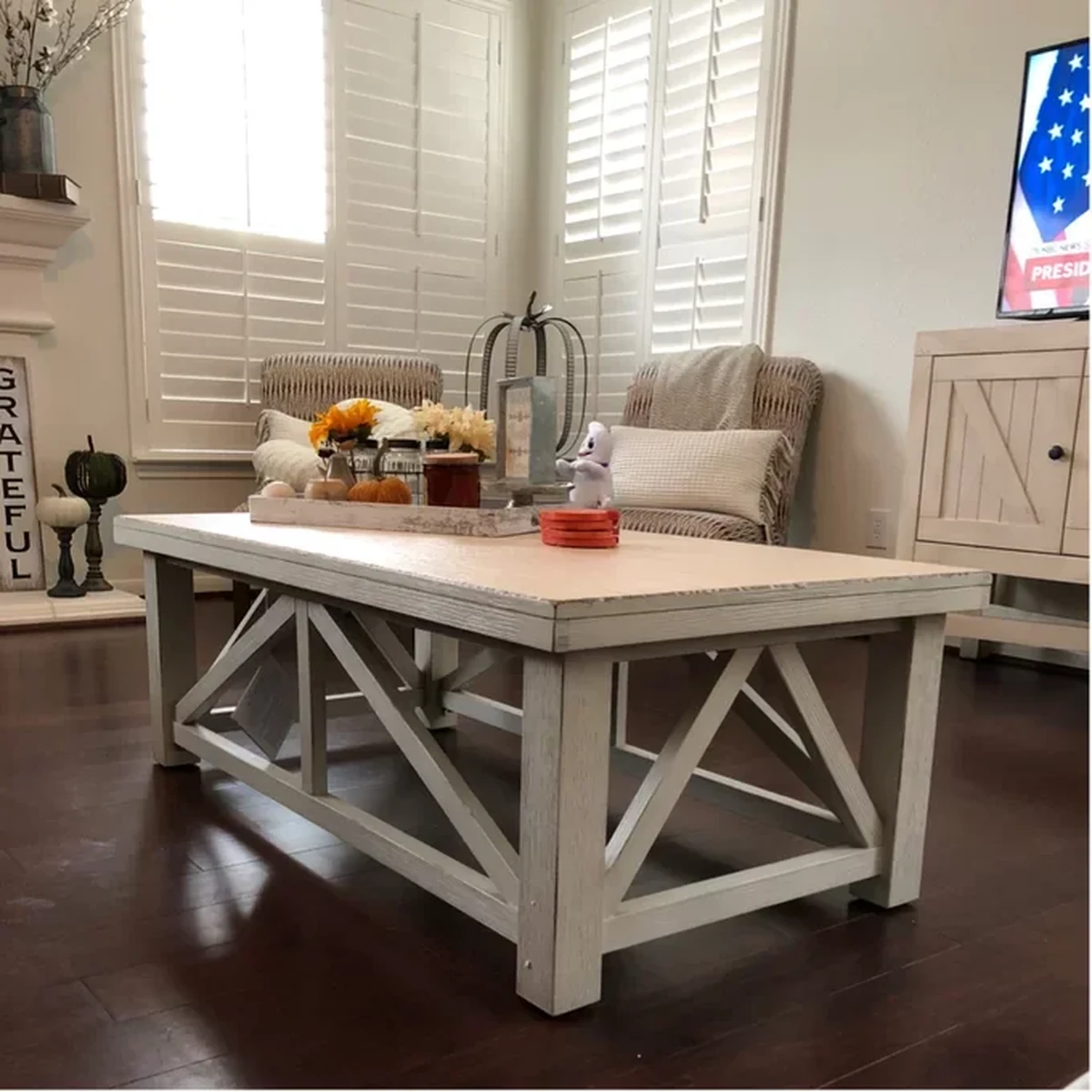 Farmhouse Solid Wood Rectangle Coffee Accent Table