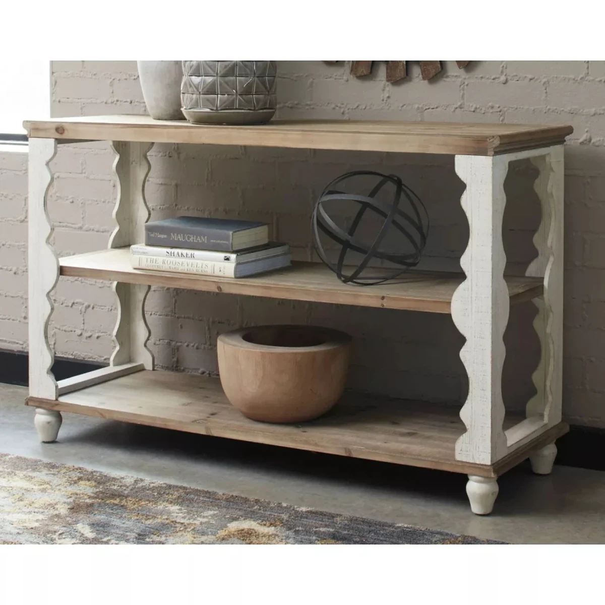 Antique Solid Wood Carved Accent Table