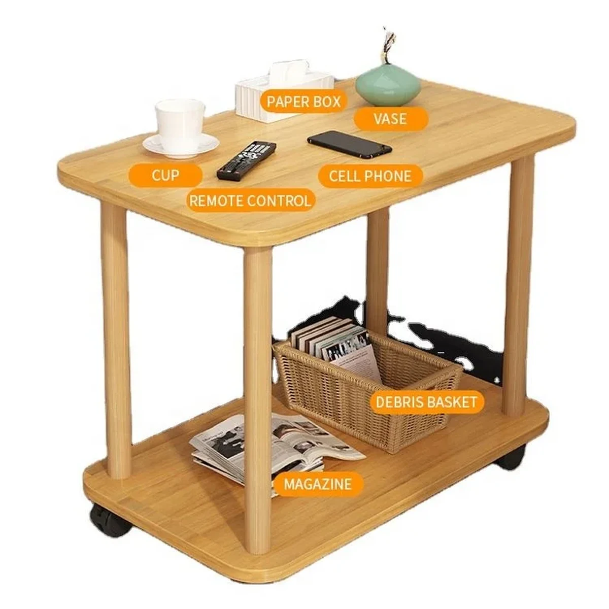 Modern Solid Wood Square Coffee Accent Table