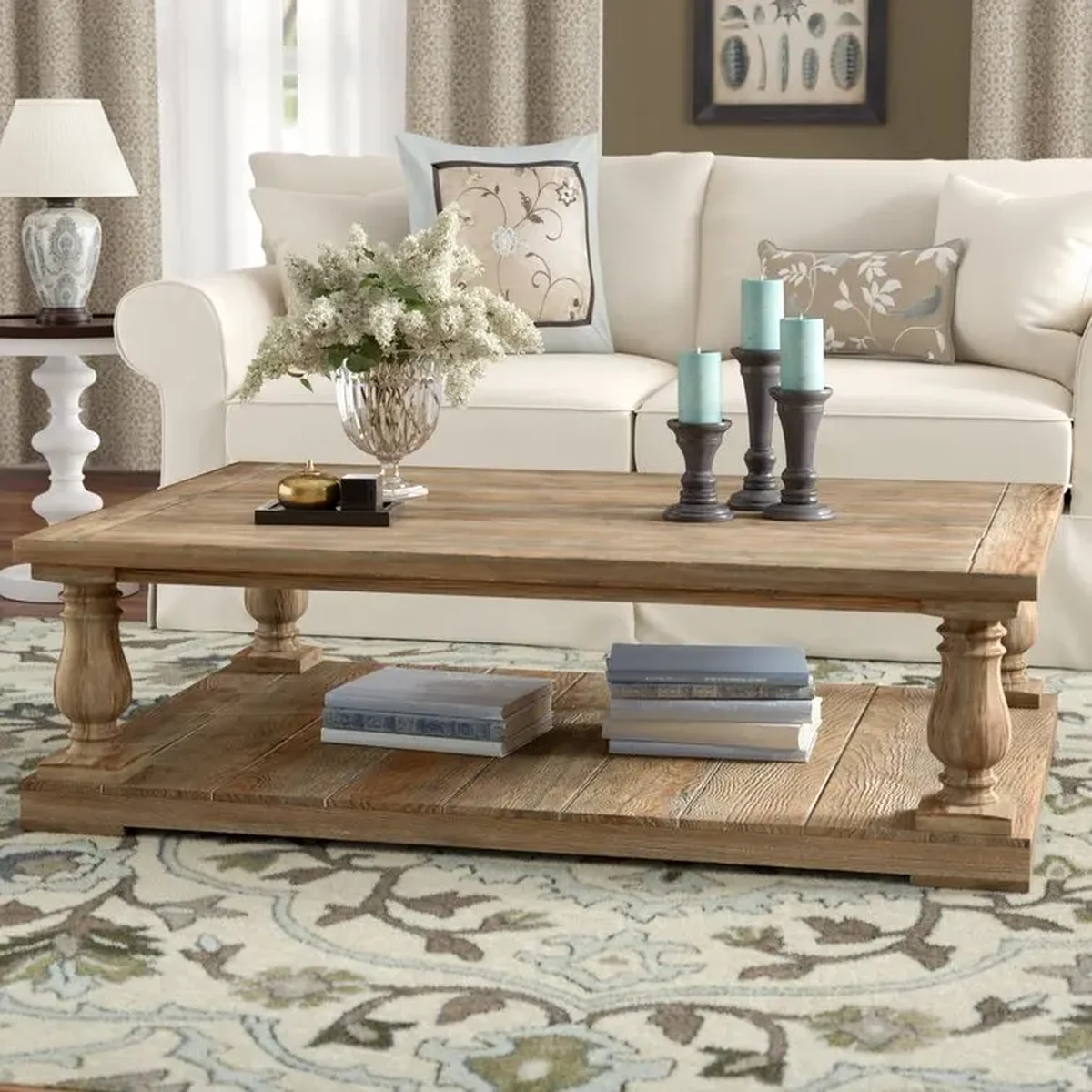 Classic Solid Wood Rectangle Coffee Accent Table