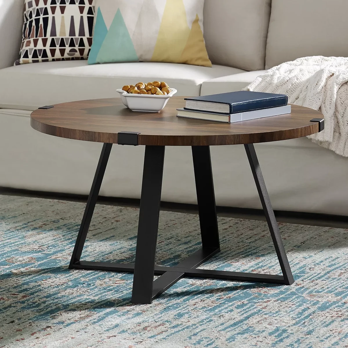 Classic Solid Wood Round Coffee Accent Table