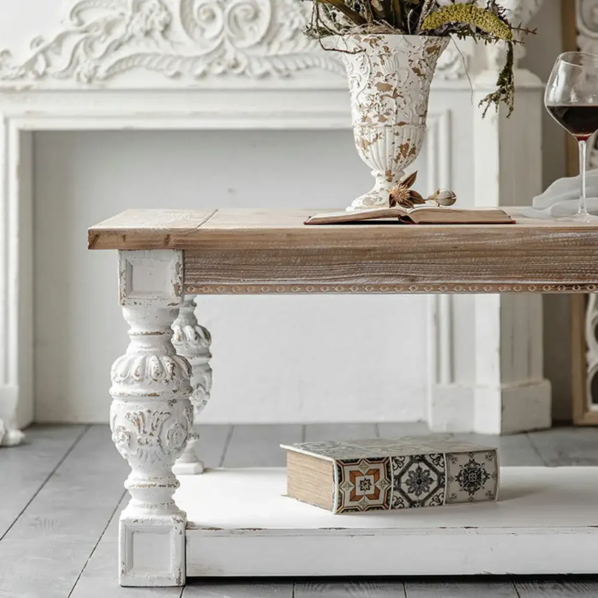 Classic Solid Wood Rectangular Accent Table