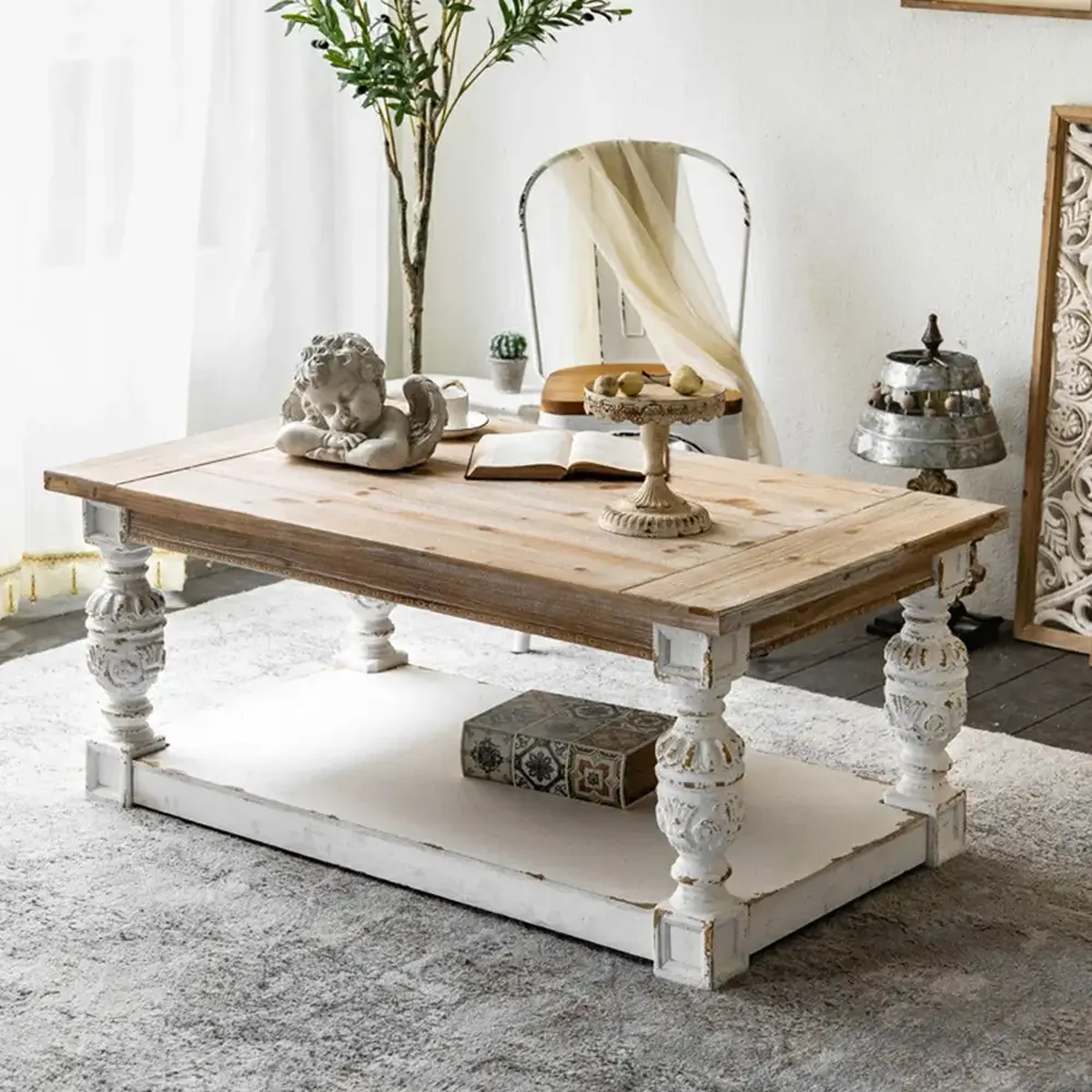 Classic Solid Wood Rectangular Accent Table