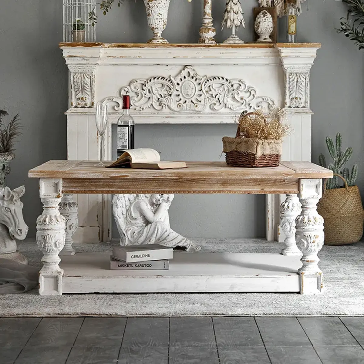 Classic Solid Wood Rectangular Accent Table