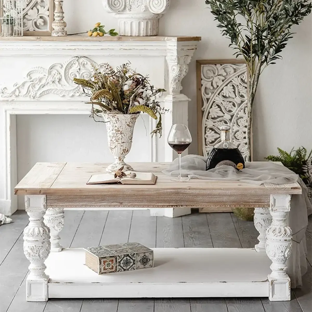 Classic Solid Wood Rectangular Accent Table