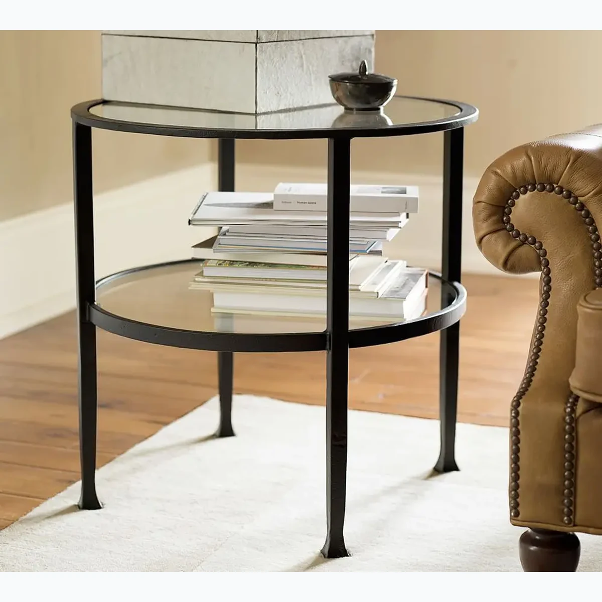 Modern Glass Round Coffee Accent Table