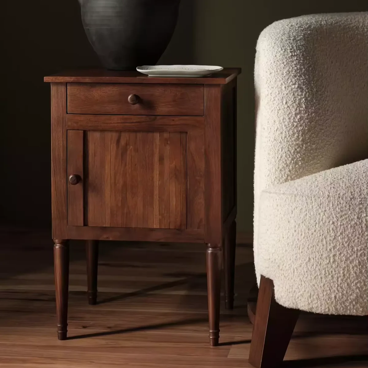 Modern Solid Wood Round Coffee Accent Table