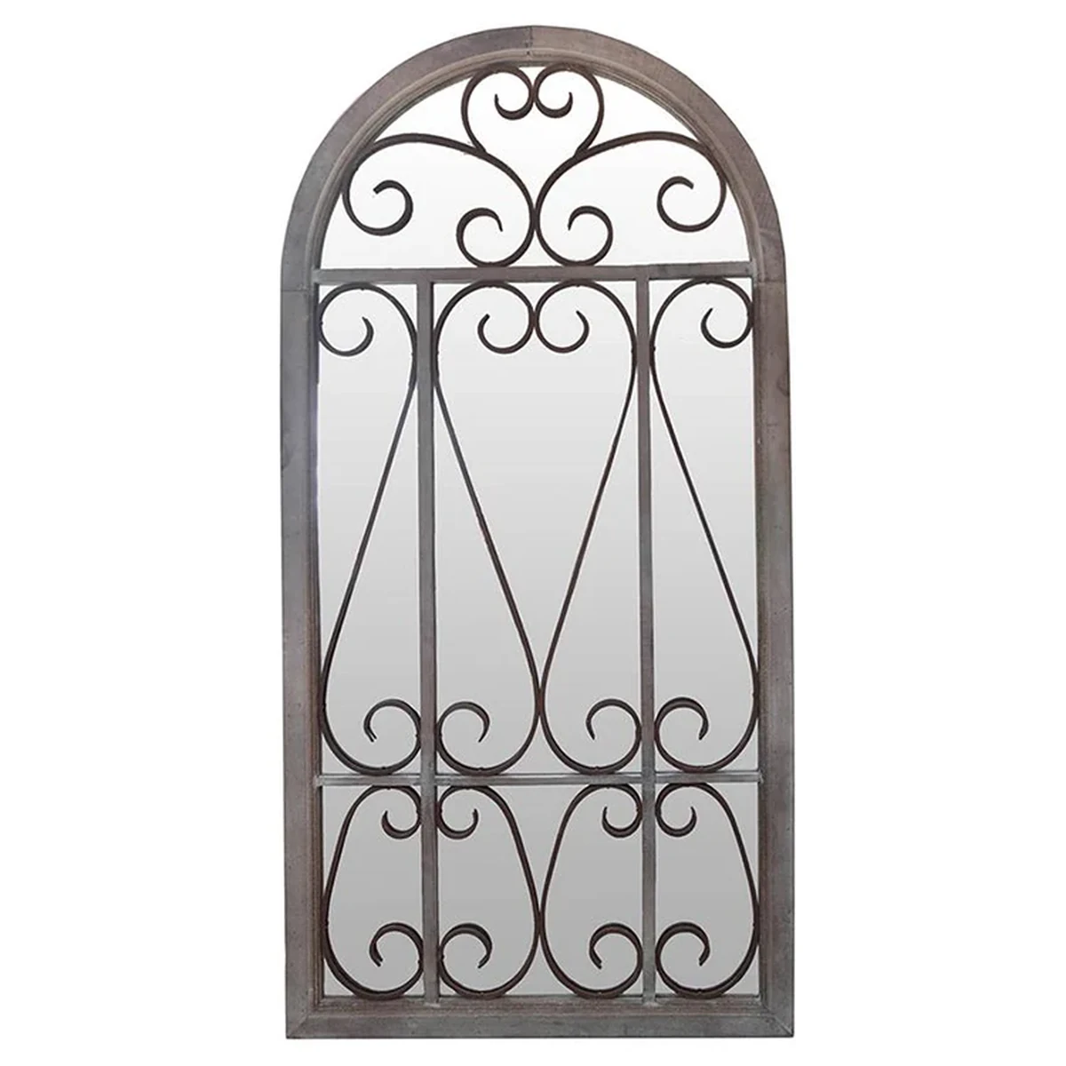 Vintage Solid Wood Arch Full-Length Mirror