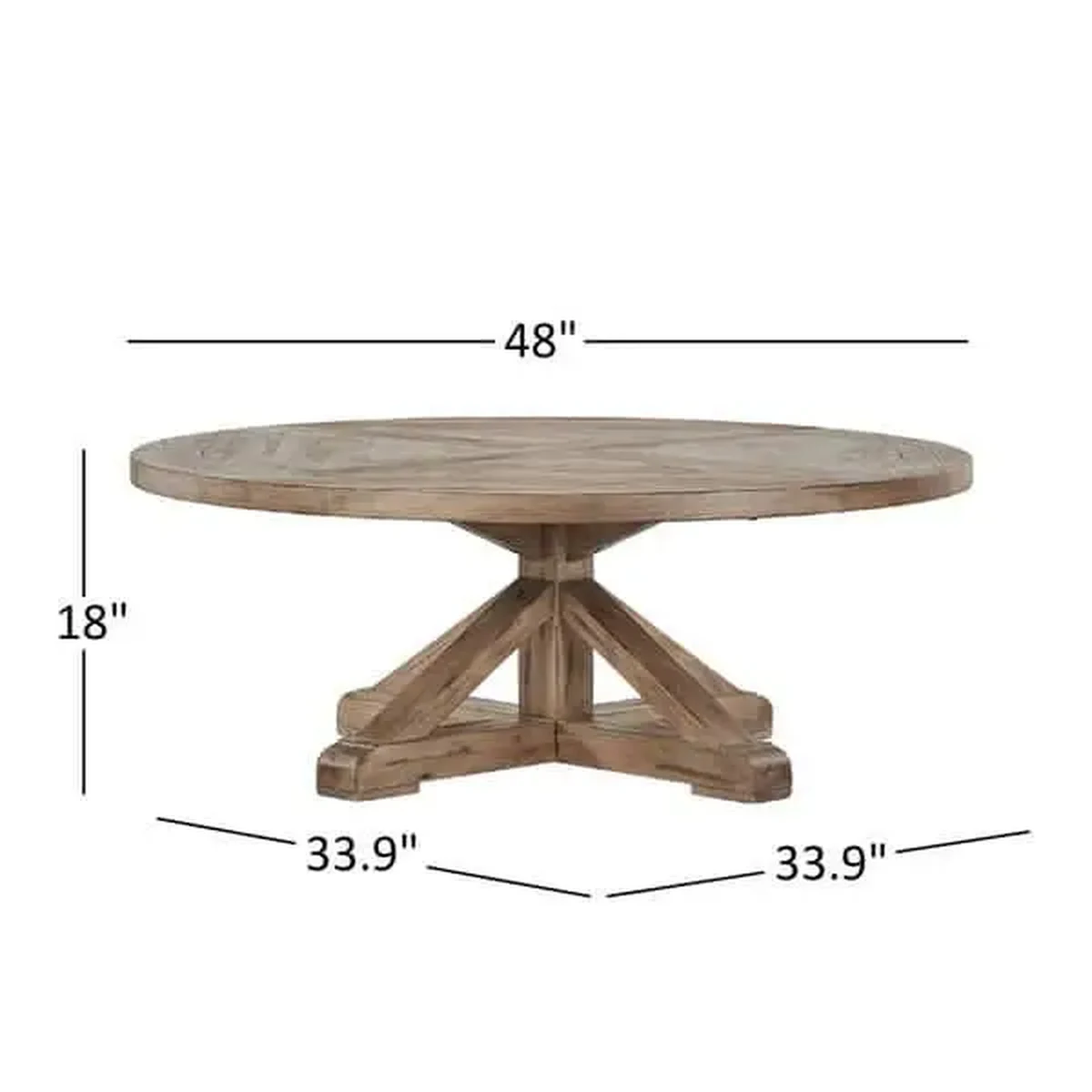 Rustic Solid Wood Round Coffee Accent Table