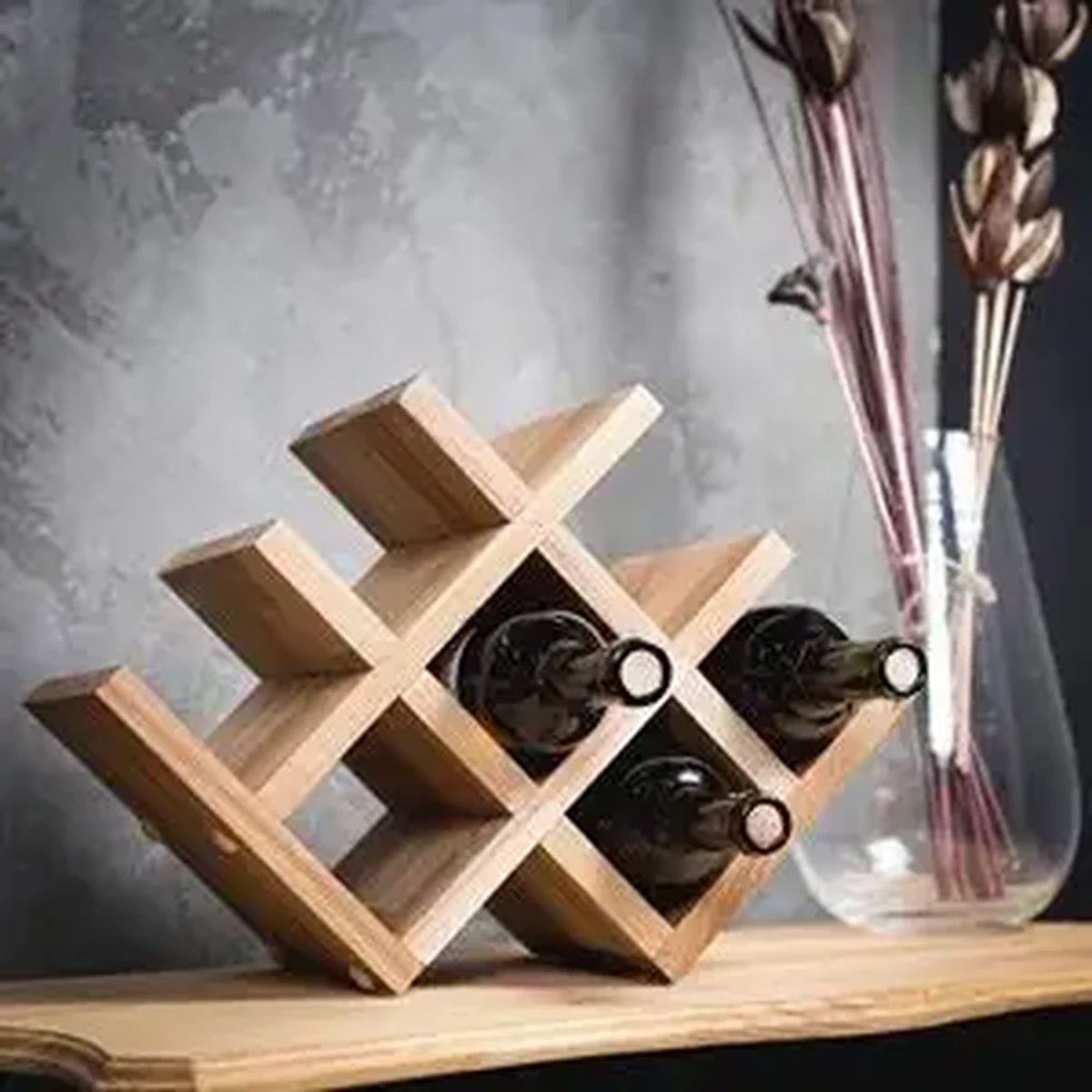 Rustic Solid Wood Wine Rack