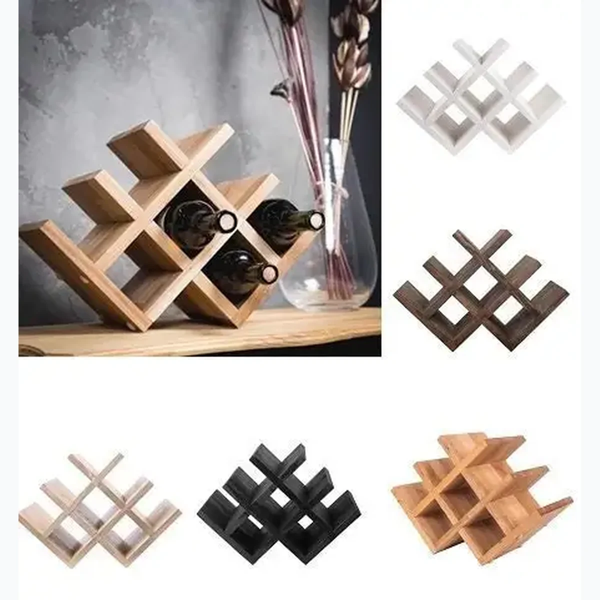 Rustic Solid Wood Wine Rack