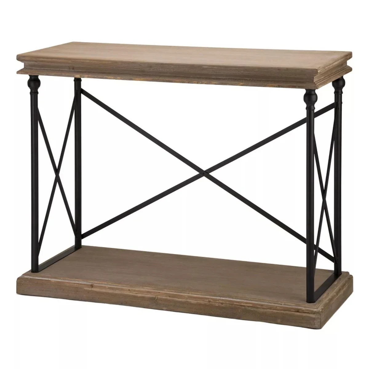 Rustic Metal 2-Tier Console Accent Table