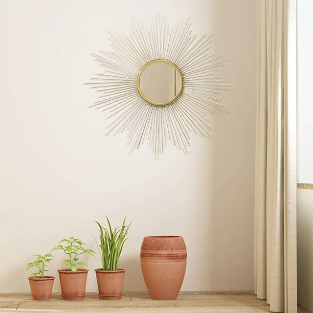 salon decorative gold Sun Burst Mirror